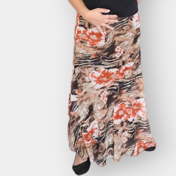 METFO WEAR WOMENS LARGE EARTH TONE MAXI SKIRT - Picture 2 of 8